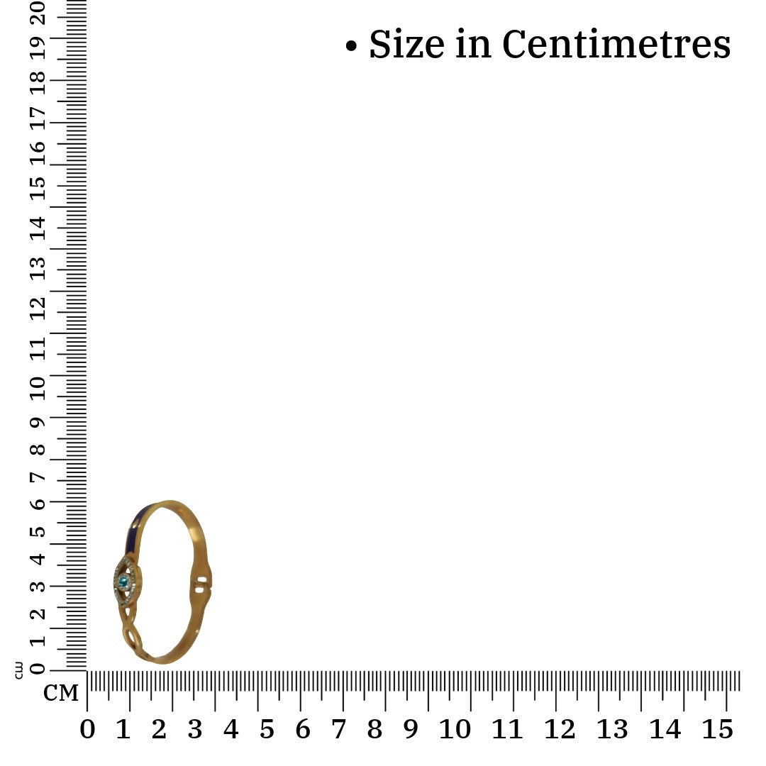 Evil Eye Gold Bangle Bracelet, Blue Crystal Charm, Hinged Clasp, 6 cm, Protection Jewelry, Anti Tarnish, Water Resistant, Lightweight, Gift Packaged