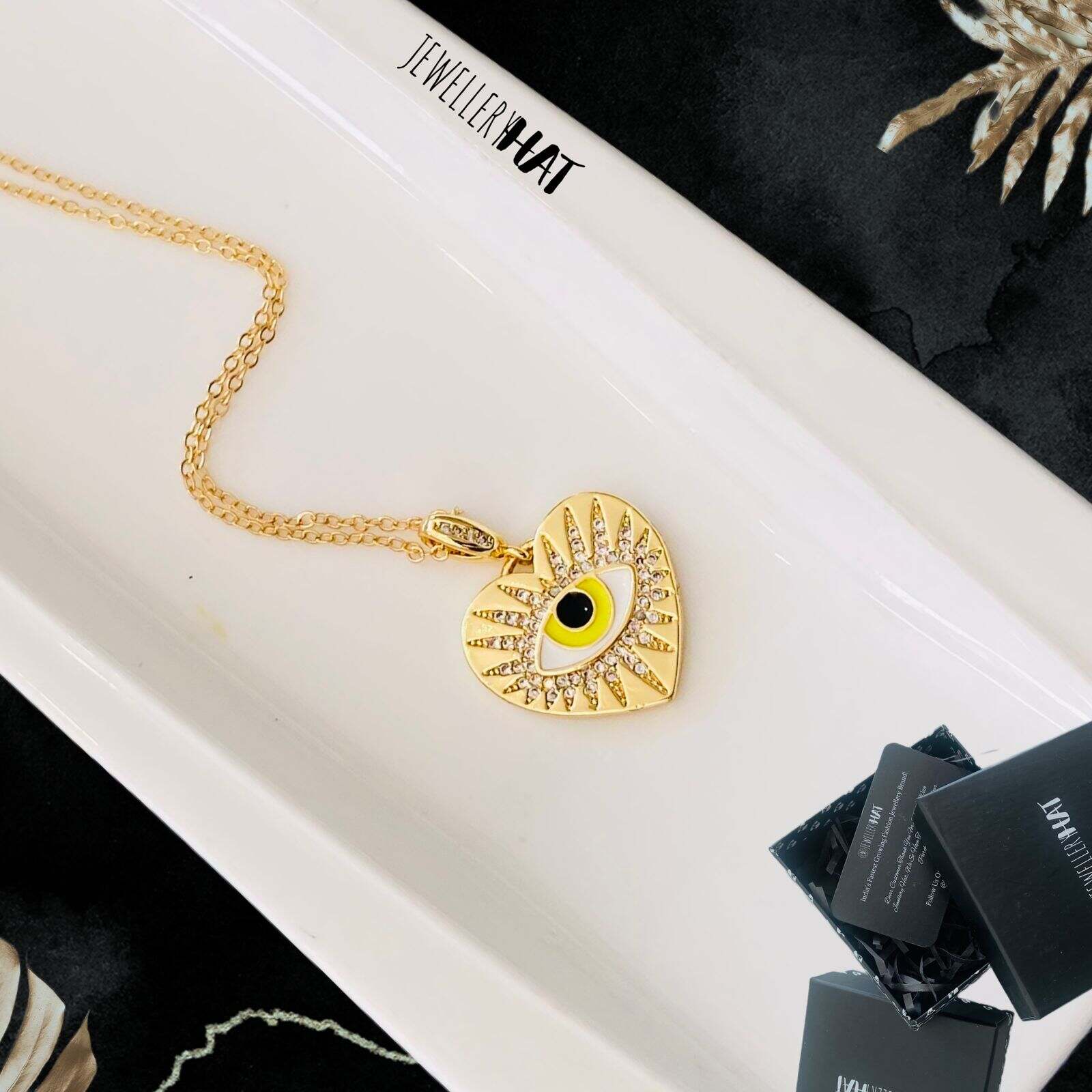 Evil Eye Pendant Necklace | 18kt Gold Plated | Western Jewellery for Lady