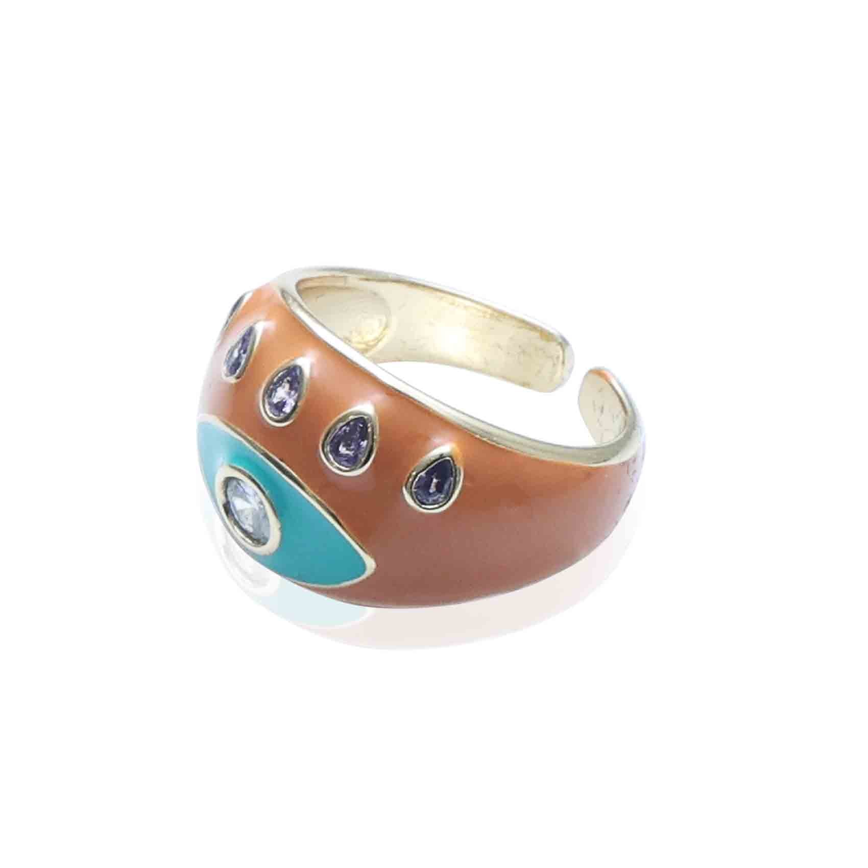 Evil Eye Ring Gold | Gold Plated Evil Eye Ring for Women | Artificial Jewellery