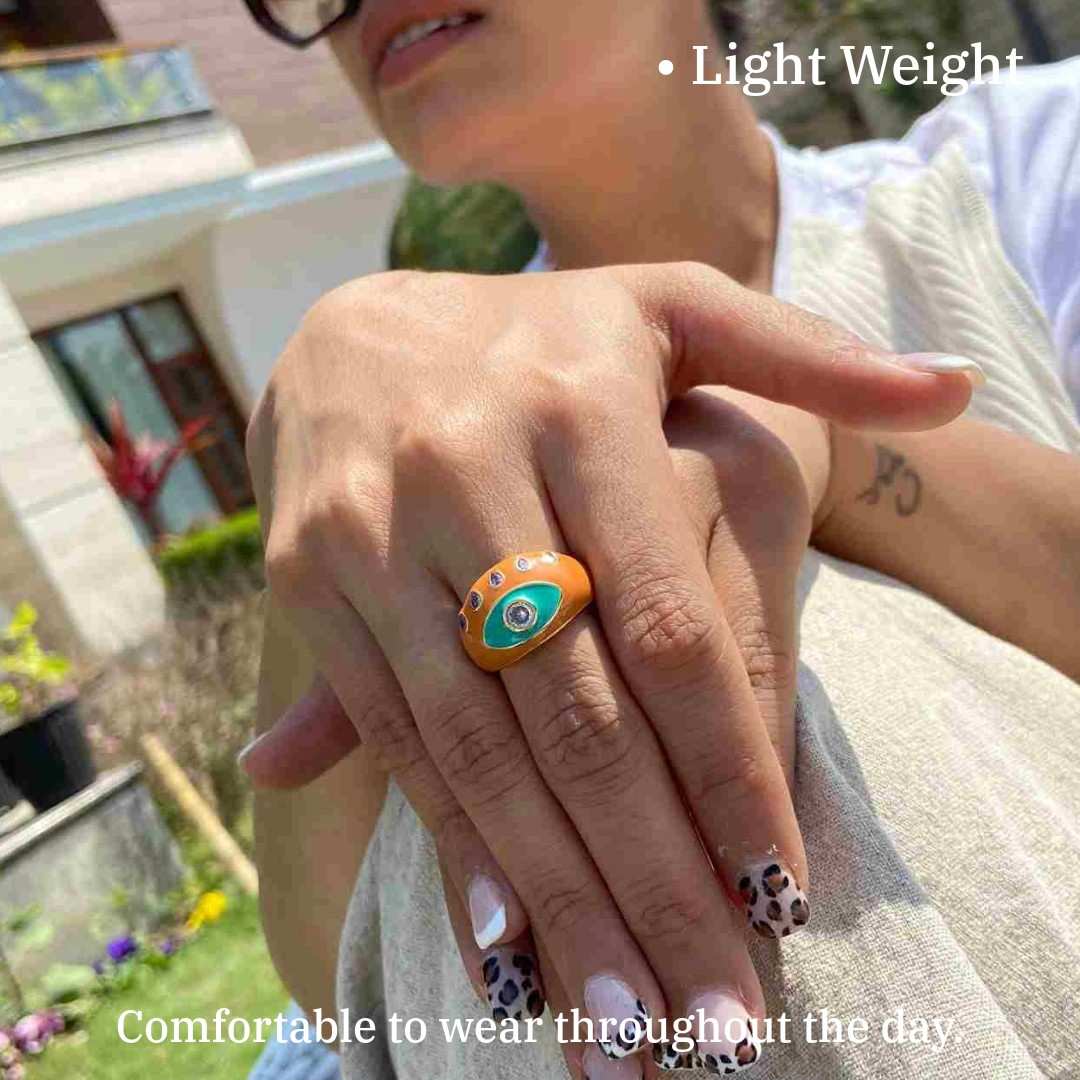 Evil Eye Ring Gold | Gold Plated Evil Eye Ring for Women | Artificial Jewellery