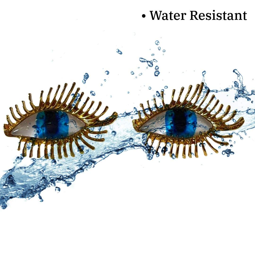 Evil Eye Shaped Brooch Earrings For Women, 3 cm, Gold-Plated with Blue Crystal, Fashion Earrings, Anti Tarnish, Water Resistant, Lightweight, Gift Packaged