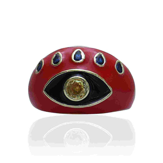 Eye Ring Jewelry | Red Ring | Gold Plated Evil Eye Ring for Women | Artificial Jewellery