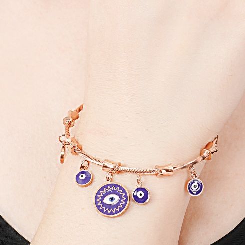 Fancy Bracelet | Evil Eye Rose Gold Plated Bracelet for women | Artificial Jewelry