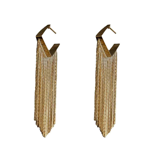 Fancy Long Gold Earrings | Tassel Earrings for Women | Western Jewelry