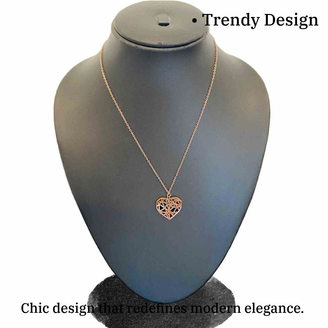Heart Locket Chain | Rose Gold Plated Heart Necklace for Women | Artificial Jewellery