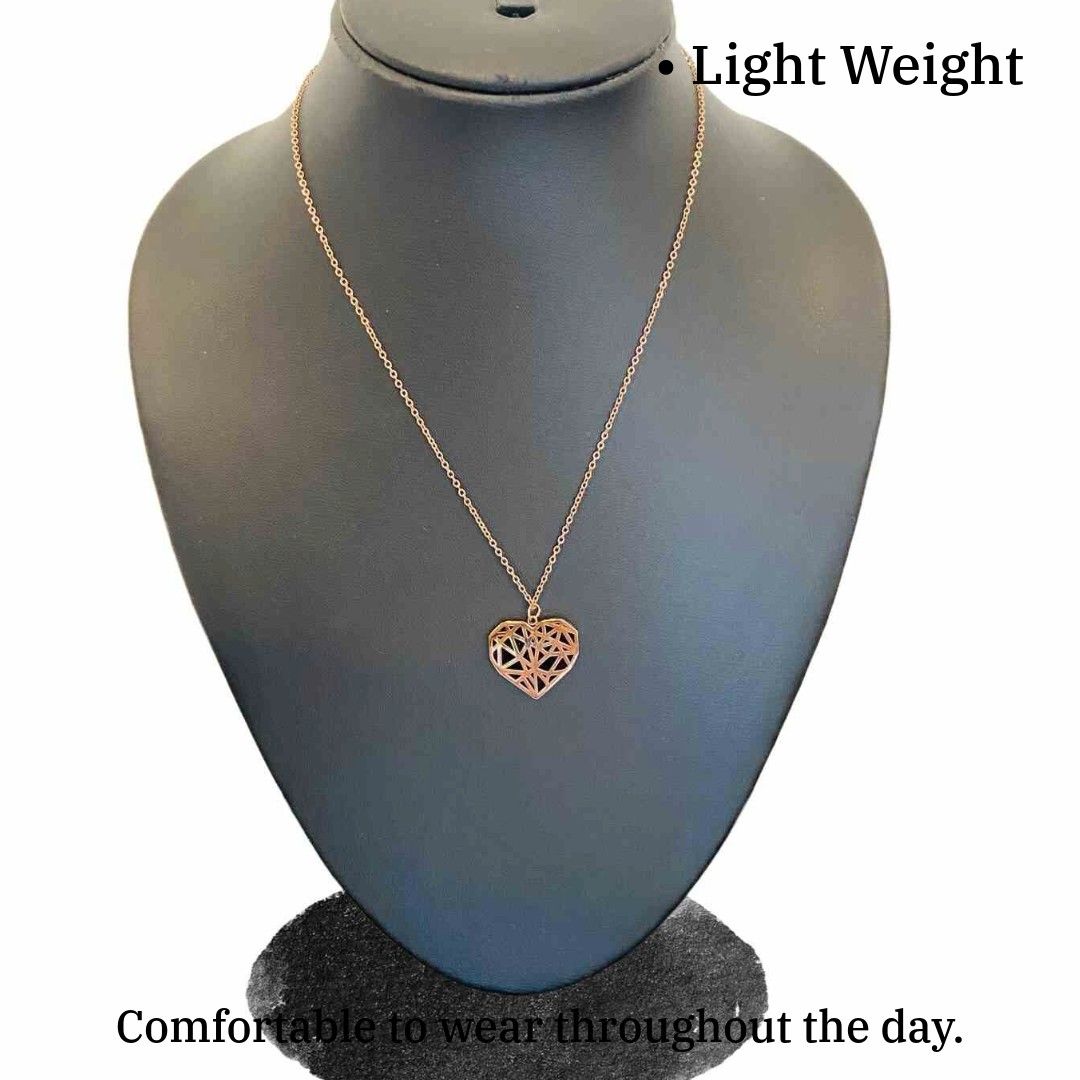 Heart Locket Chain | Rose Gold Plated Heart Necklace for Women | Artificial Jewellery