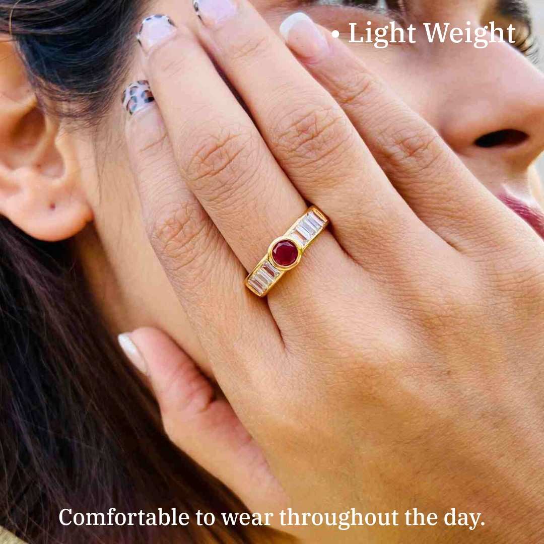 Ladies Anguthi Ki Design | Mehroon Stone With AD stones