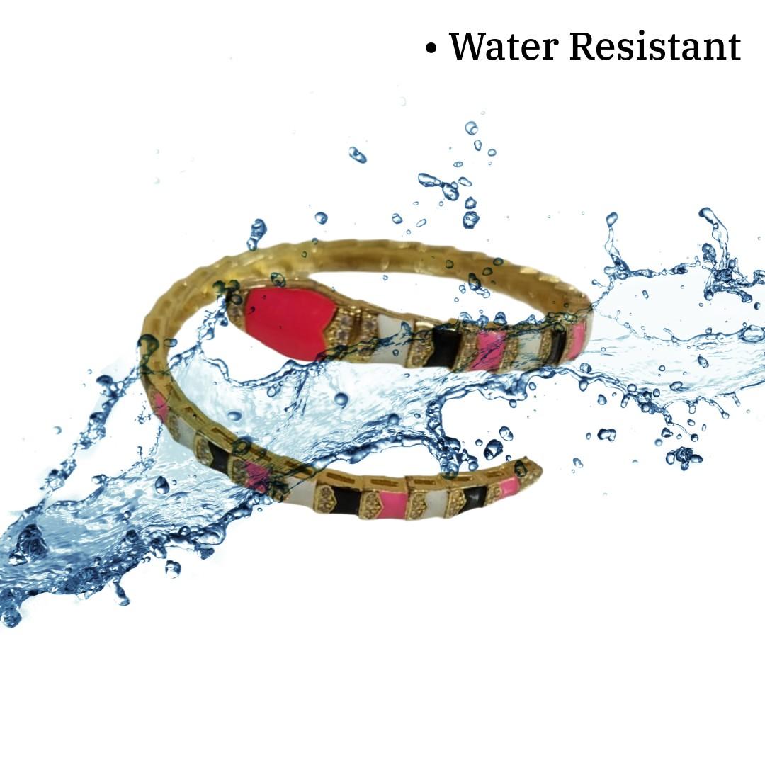 Gold-Plated Snake Bracelet, Colorful Enamel, Red White Black, Coil Wrap Style, Anti Tarnish, Water Resistant, Lightweight, Gift Packaged