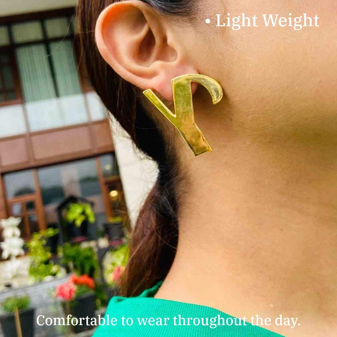 Alphabet Earrings Gold – Jewellery Hat - Main Image