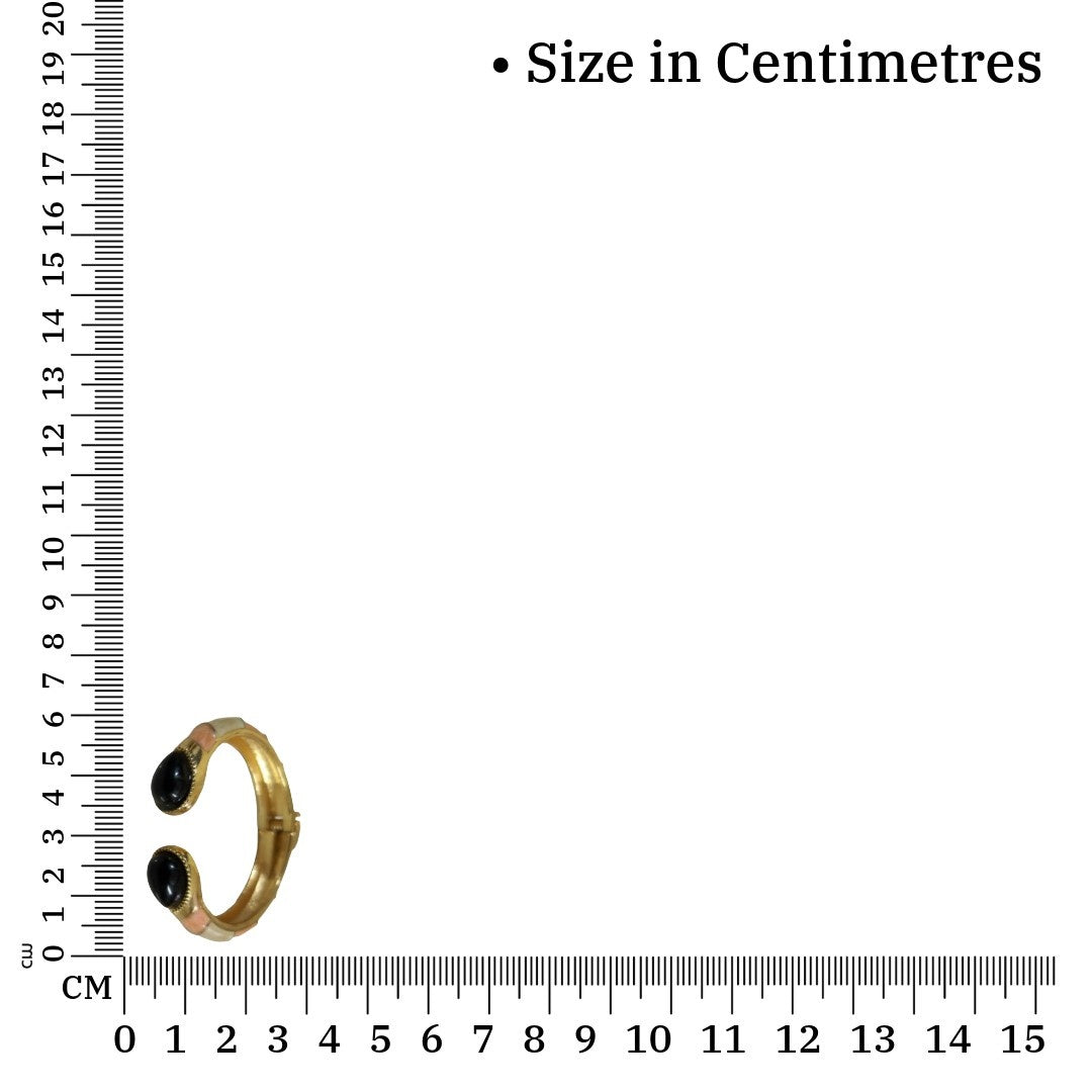 Gold Bangle Bracelet, Hinged Cuff with Black Onyx Stones, Adjustable, Anti Tarnish, Water Resistant, Lightweight, Gift Packaged