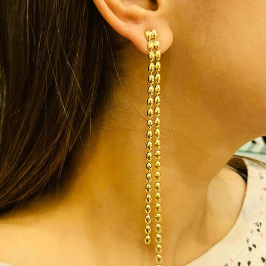 Gold Beads Tassels Earrings - Premium Collection Fashion Jewellery July 2022