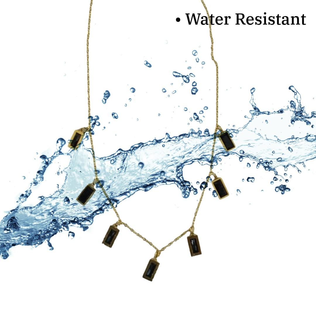 Gold Chain Necklace with Black Rectangle Pendants, 23 cm, Elegant Dangle Charm Jewelry, Anti Tarnish, Water Resistant, Lightweight, Gift Packaged