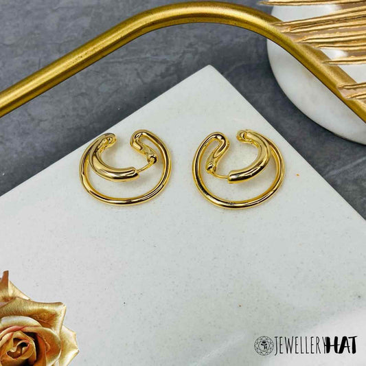 Gold Earrings Contemporary Design