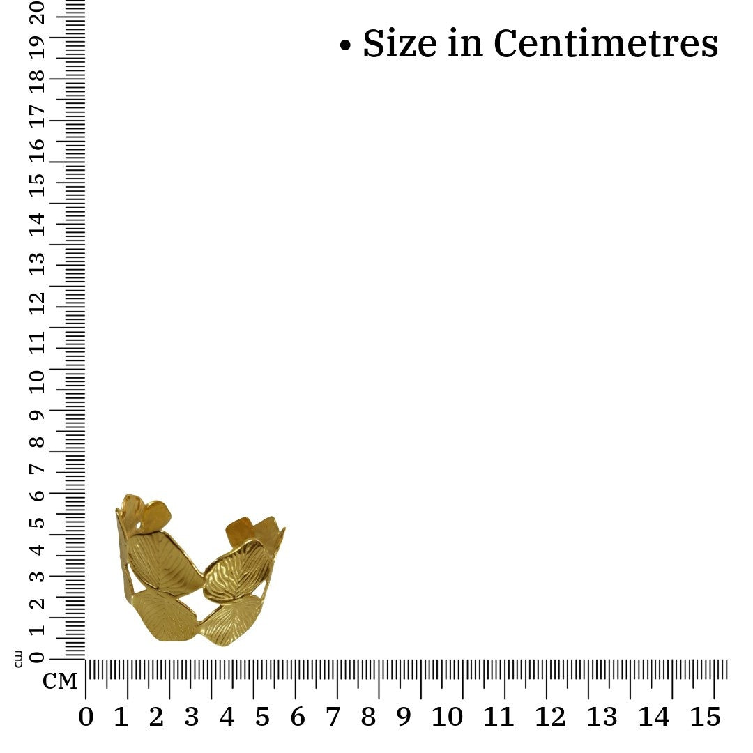 Gold Leaf Design Cuff Bracelet, Metal, Statement Jewelry, Adjustable Open Band, Anti Tarnish, Water Resistant, Lightweight, Gift Packaged