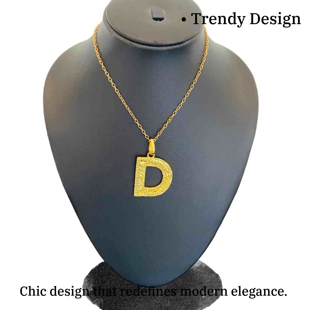 Alphabet Pendant | Gold Plated D Word Necklace for Women | Initial Jewellery