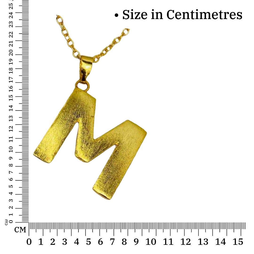 Gold Name Pendant Designs for Female | Gold Plated M Word Necklace | Initial Jewellery