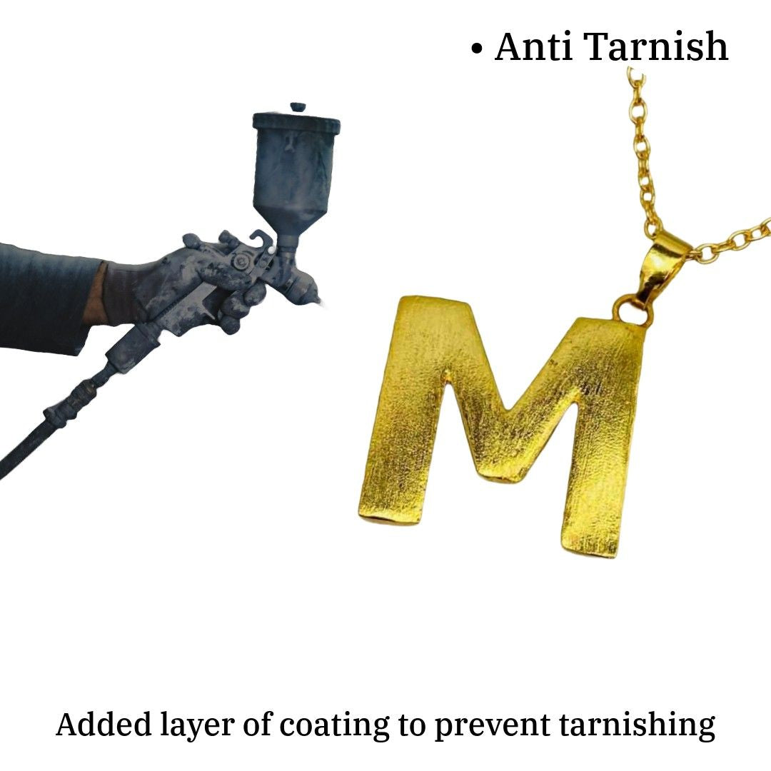 Gold Name Pendant Designs for Female | Gold Plated M Word Necklace | Initial Jewellery