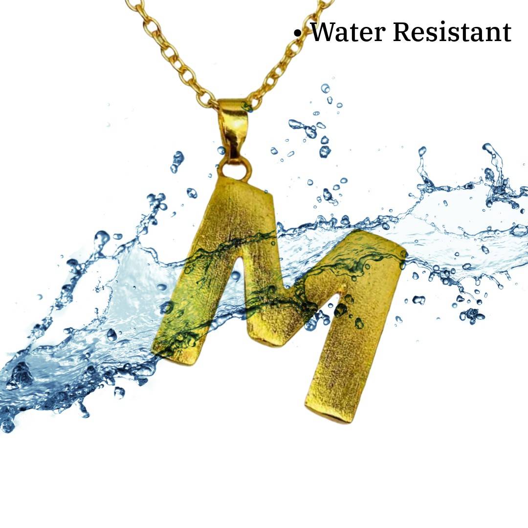 Gold Name Pendant Designs for Female | Gold Plated M Word Necklace | Initial Jewellery