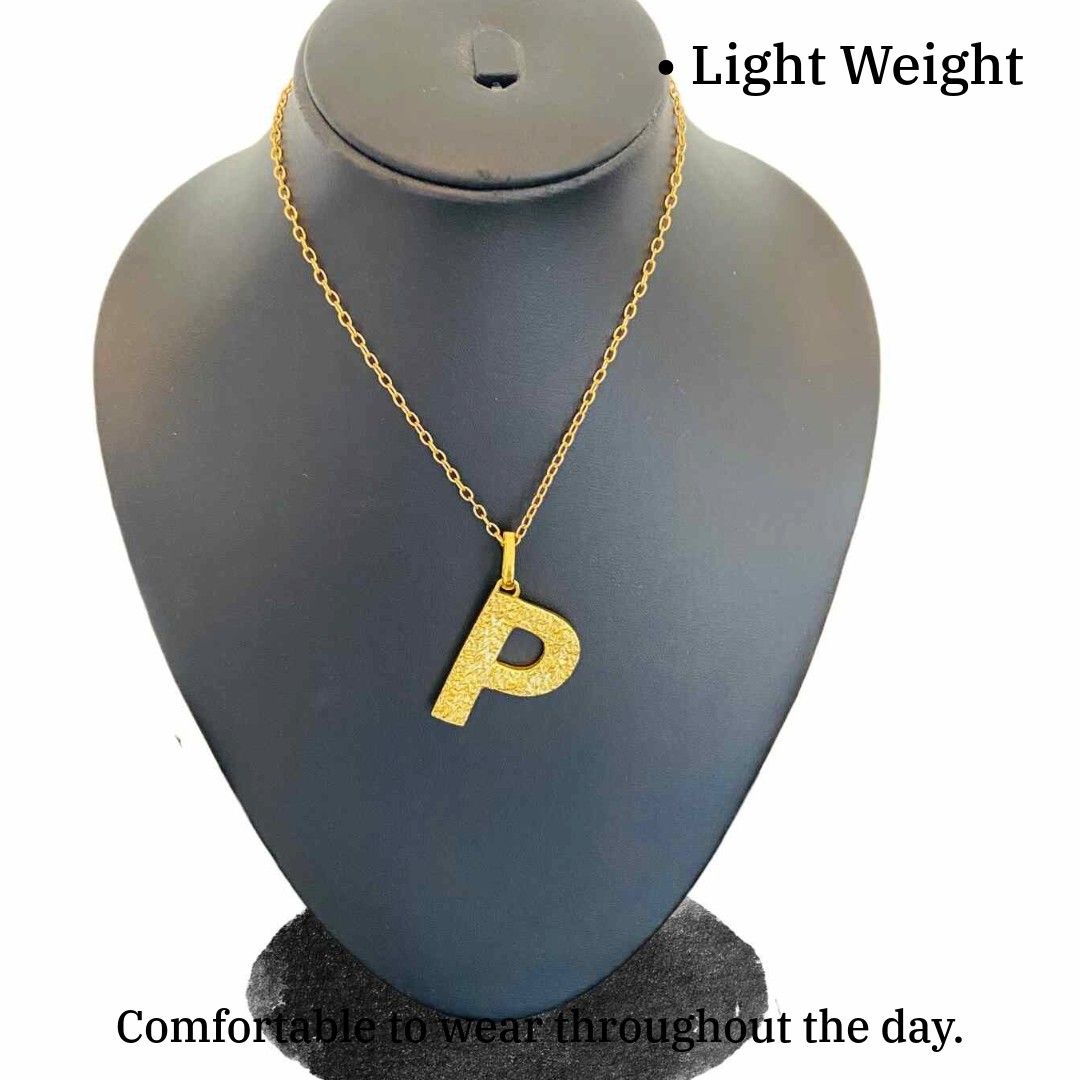 Gold Name | Gold Plated P Word Necklace for Girls | Initial Jewellery