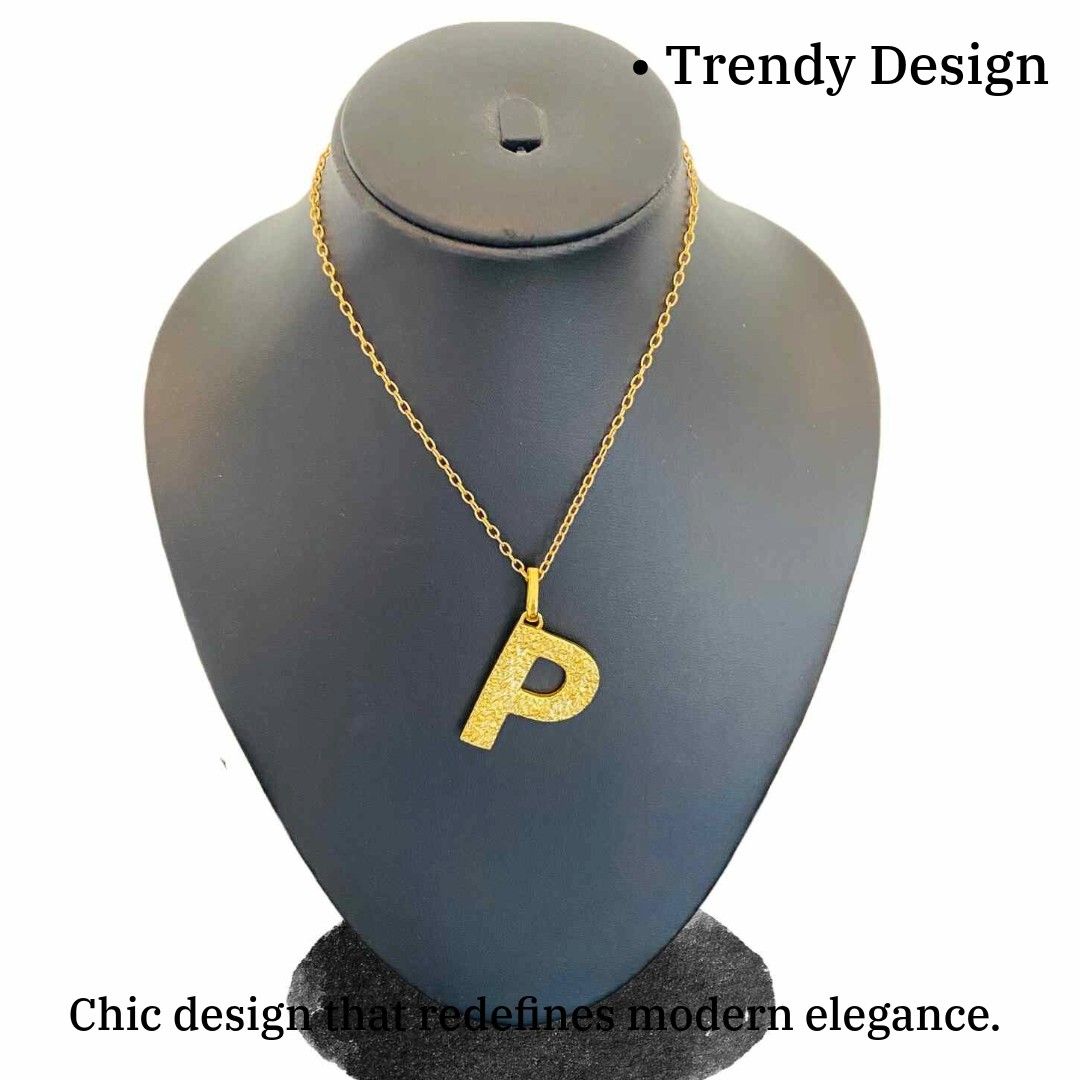 Gold Name | Gold Plated P Word Necklace for Girls | Initial Jewellery