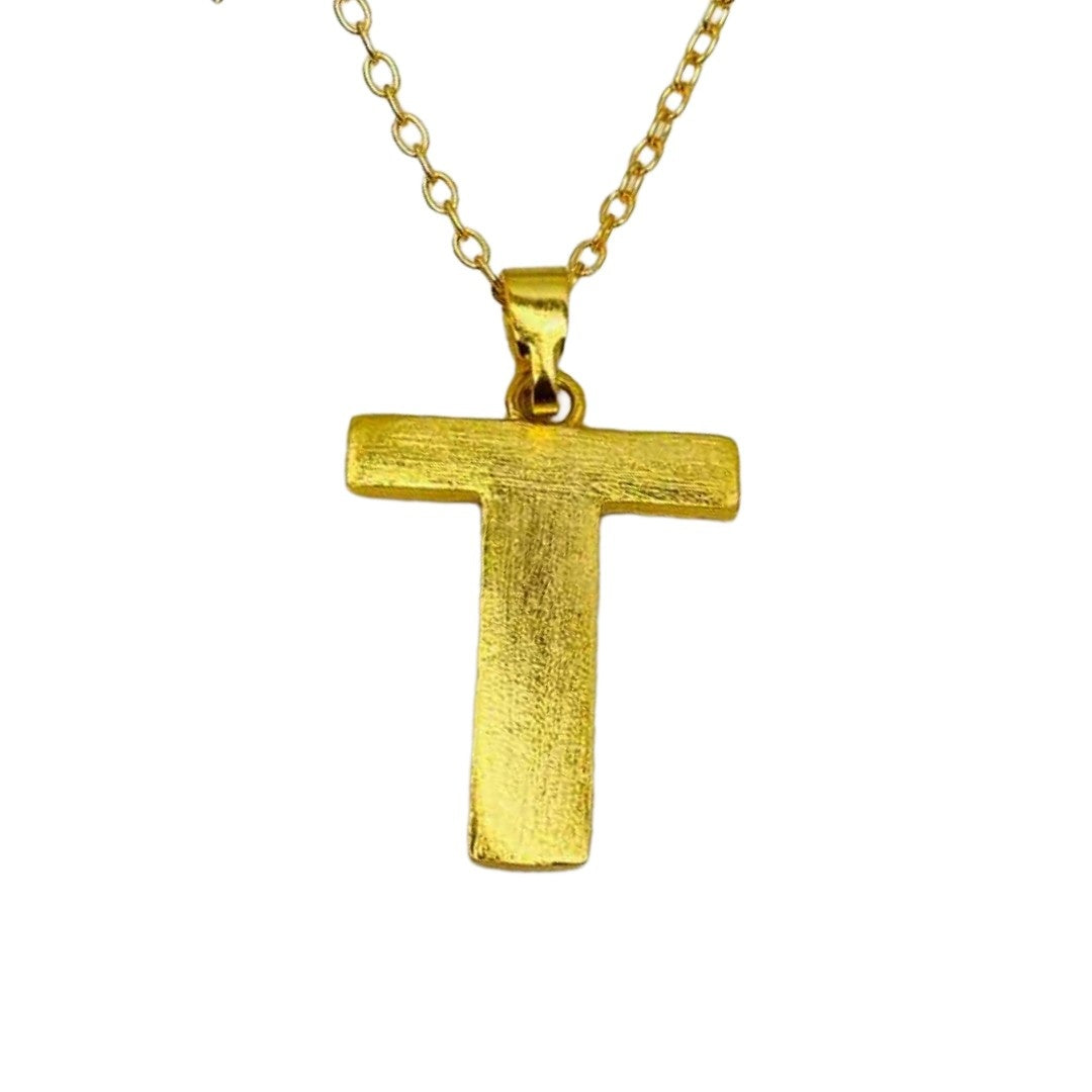 Gold Name  Locket | Gold Plated T Word Necklace for Women | Initial Jewellery