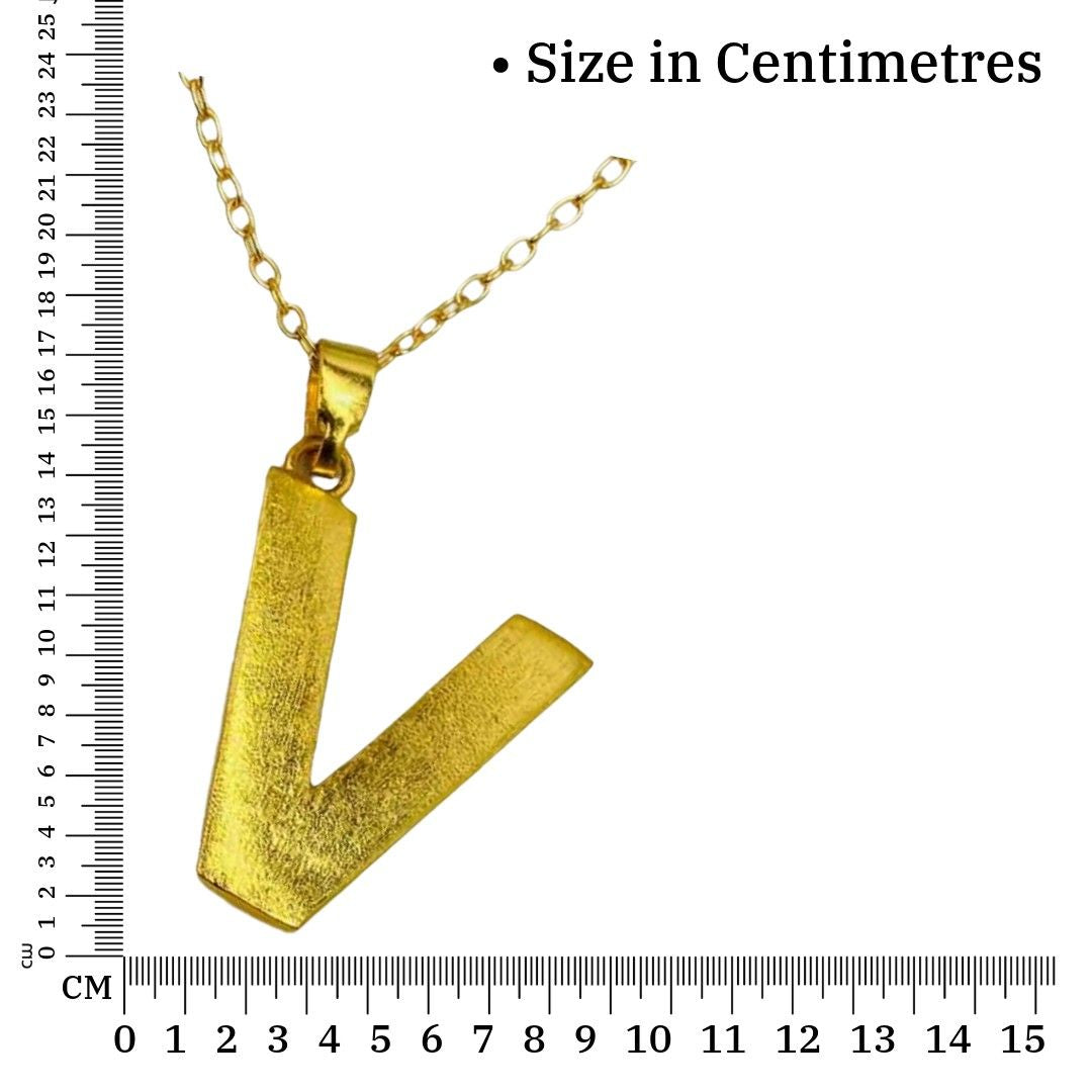Name Plated | Gold Plated V Word Necklace for Women | Initial Jewellery