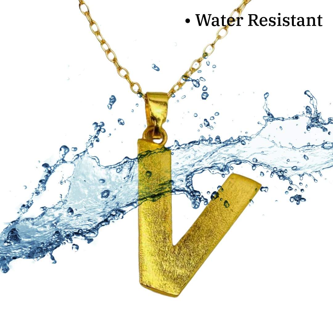 Name Plated | Gold Plated V Word Necklace for Women | Initial Jewellery