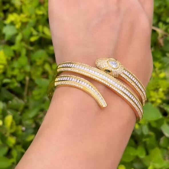 Gold Luxury Snake Bracelet  Hand Bracelet Gold  JH Luxe Jewellery