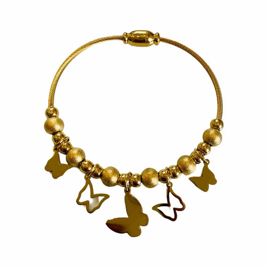 Gold Magnetic Bracelet With Butterfly Charms | Long Lasting Gold Plated Jewellery