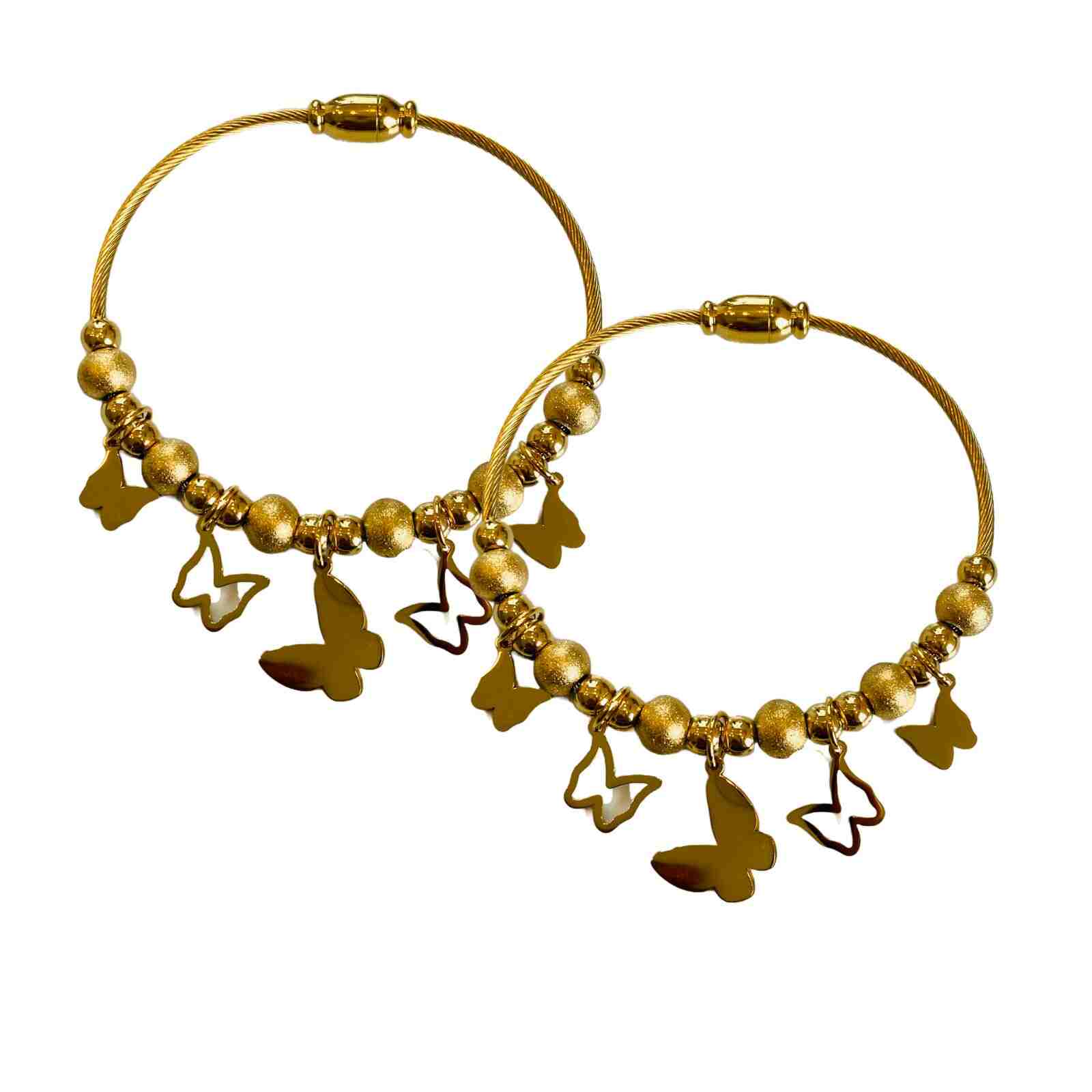 Gold Magnetic Bracelet With Butterfly Charms | Long Lasting Gold Plated Jewellery