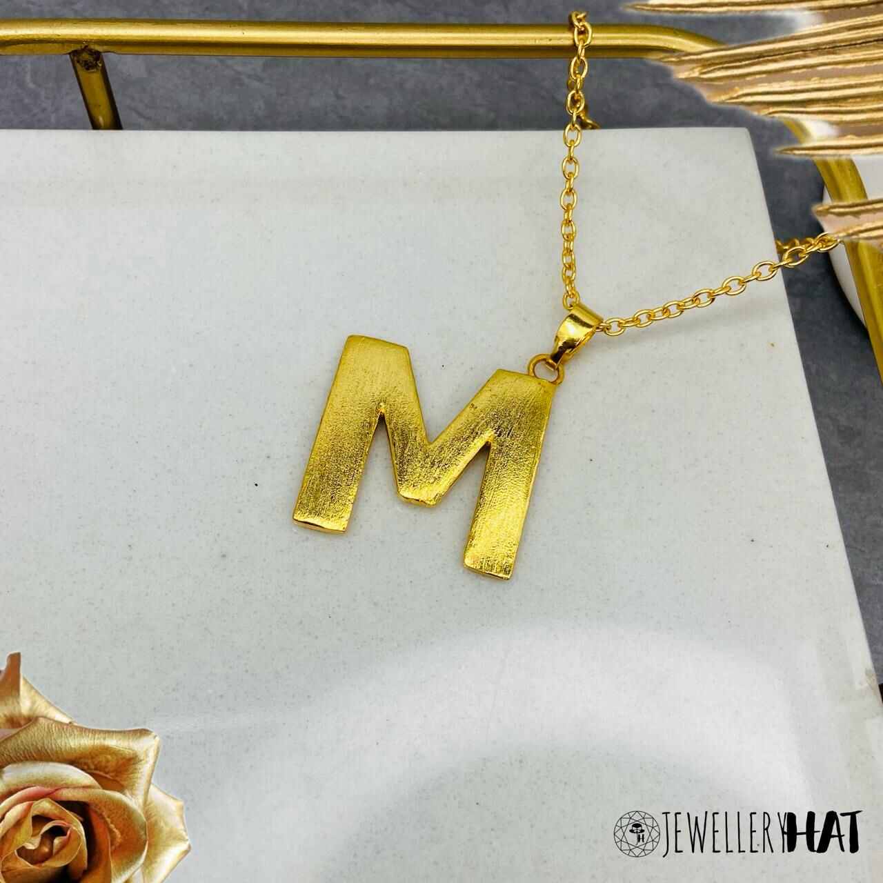 Gold Name Pendant Designs for Female Gold Plated M Word Necklace