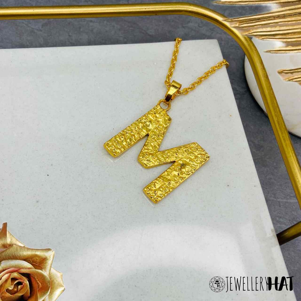 Gold Name Pendant Designs for Female Gold Plated M Word Necklace