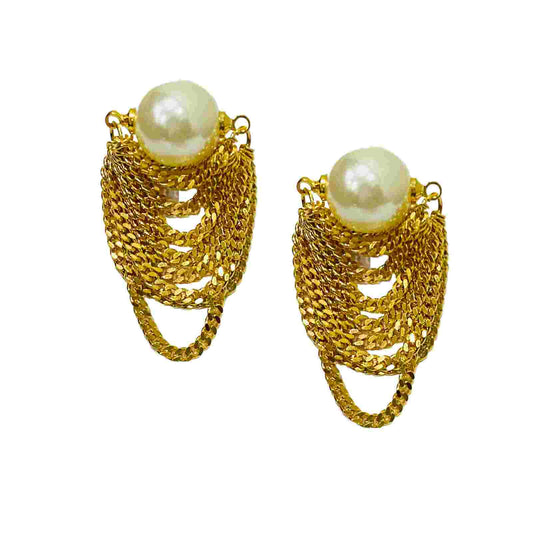 Gold Pearl Earrings | Pearl Earrings for Girls | Artificial Jewelry