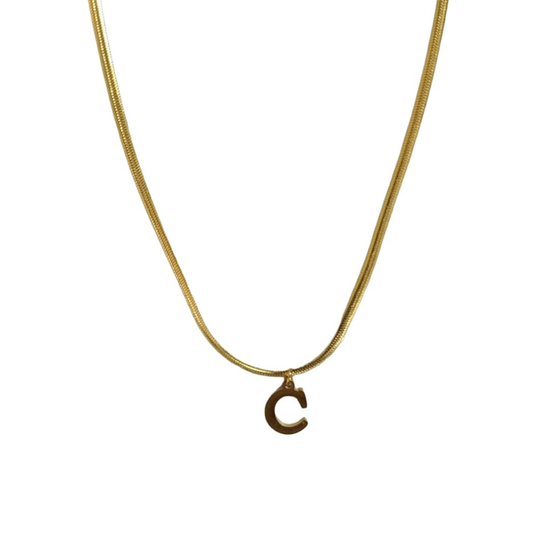 Chain With Name Gold | Gold Plated C Word Necklace for Women | Initial Jewellery