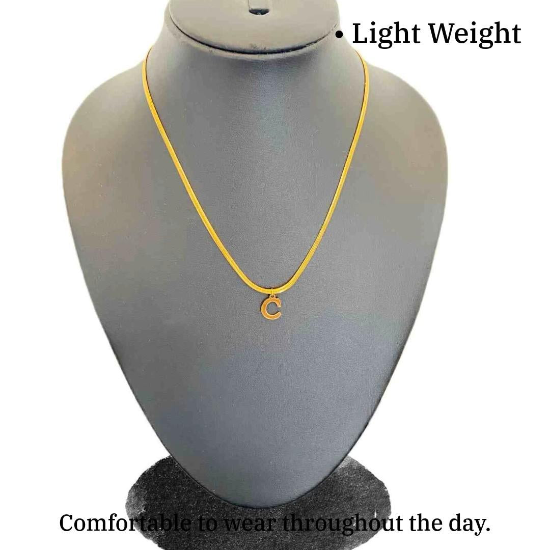Chain With Name Gold | Gold Plated C Word Necklace for Women | Initial Jewellery