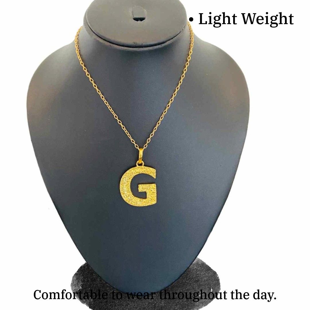 Name Locket Gold | Gold Plated G Word Necklace for Women | Initial Jewellery
