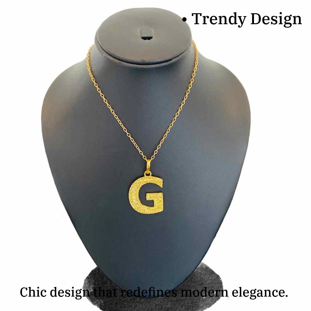 Name Locket Gold | Gold Plated G Word Necklace for Women | Initial Jewellery
