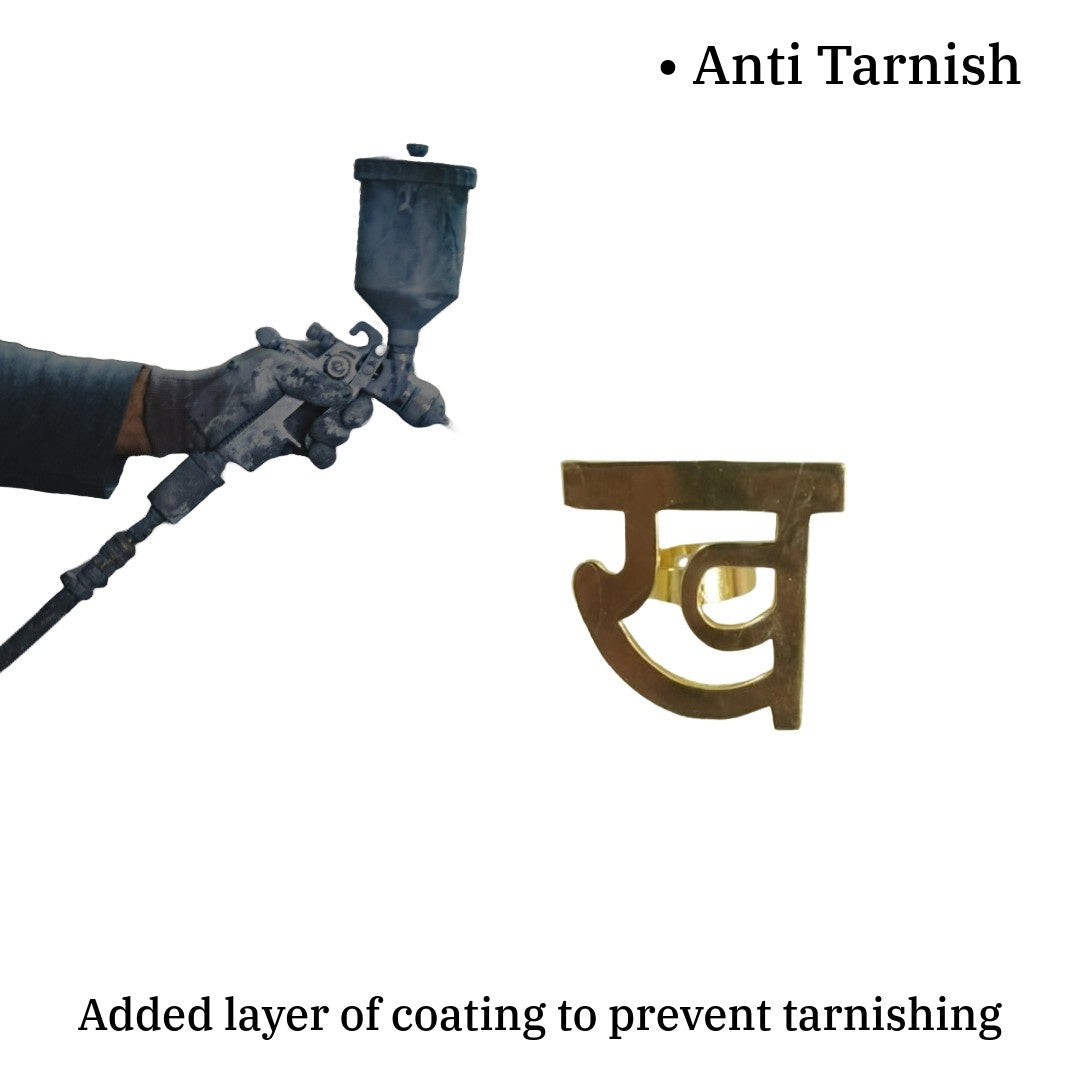 Jewellery Hat Gold Plated Hindi Kha Ring For Women, Adjustable Size, Metallic Finish, Anti Tarnish, Water Resistant, Lightweight, Gift Packaged