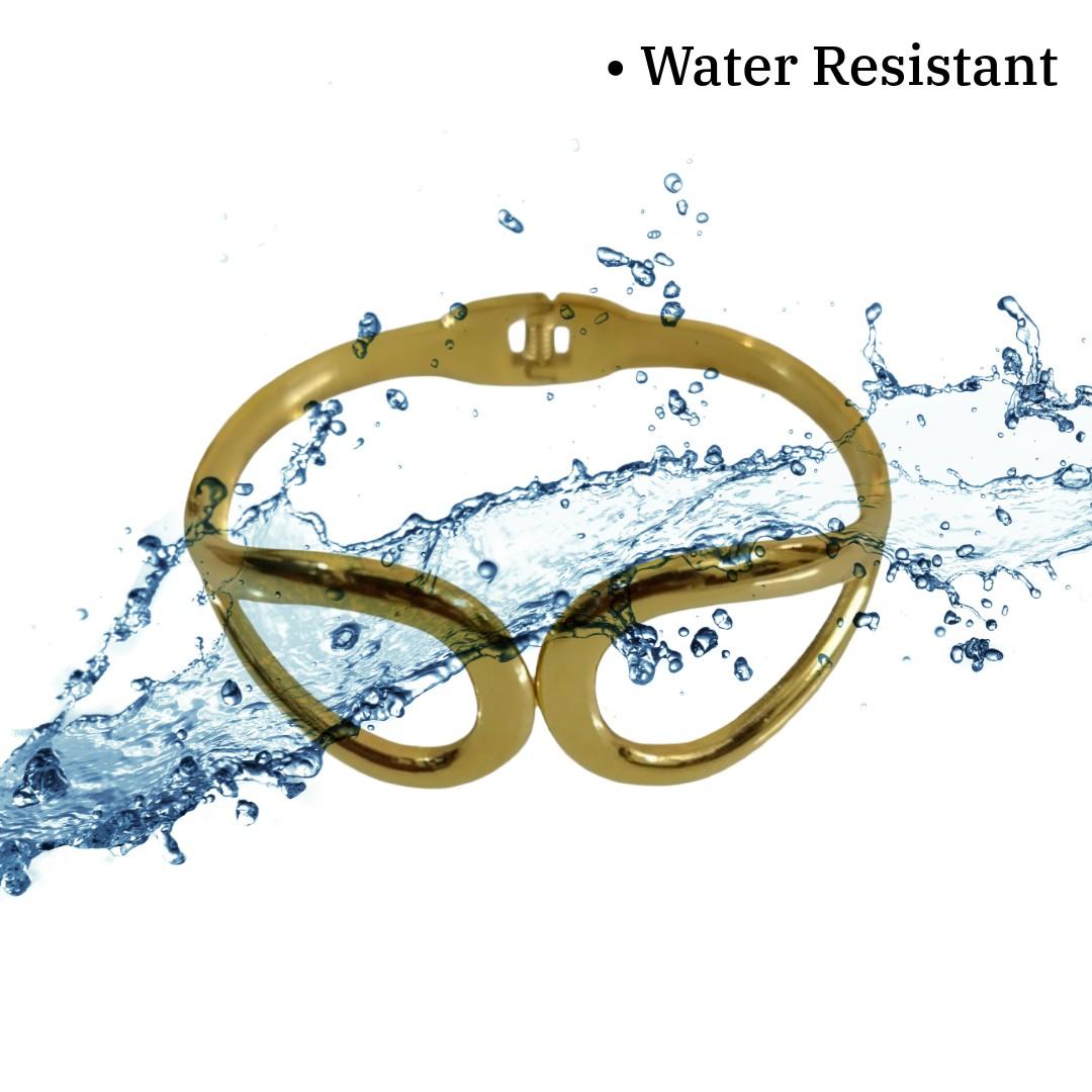 Gold Plated Hinged Bangle Bracelet, 6.5 cm, Open Teardrop Design, Fashion Jewelry, Anti Tarnish, Water Resistant, Lightweight, Gift Packaged