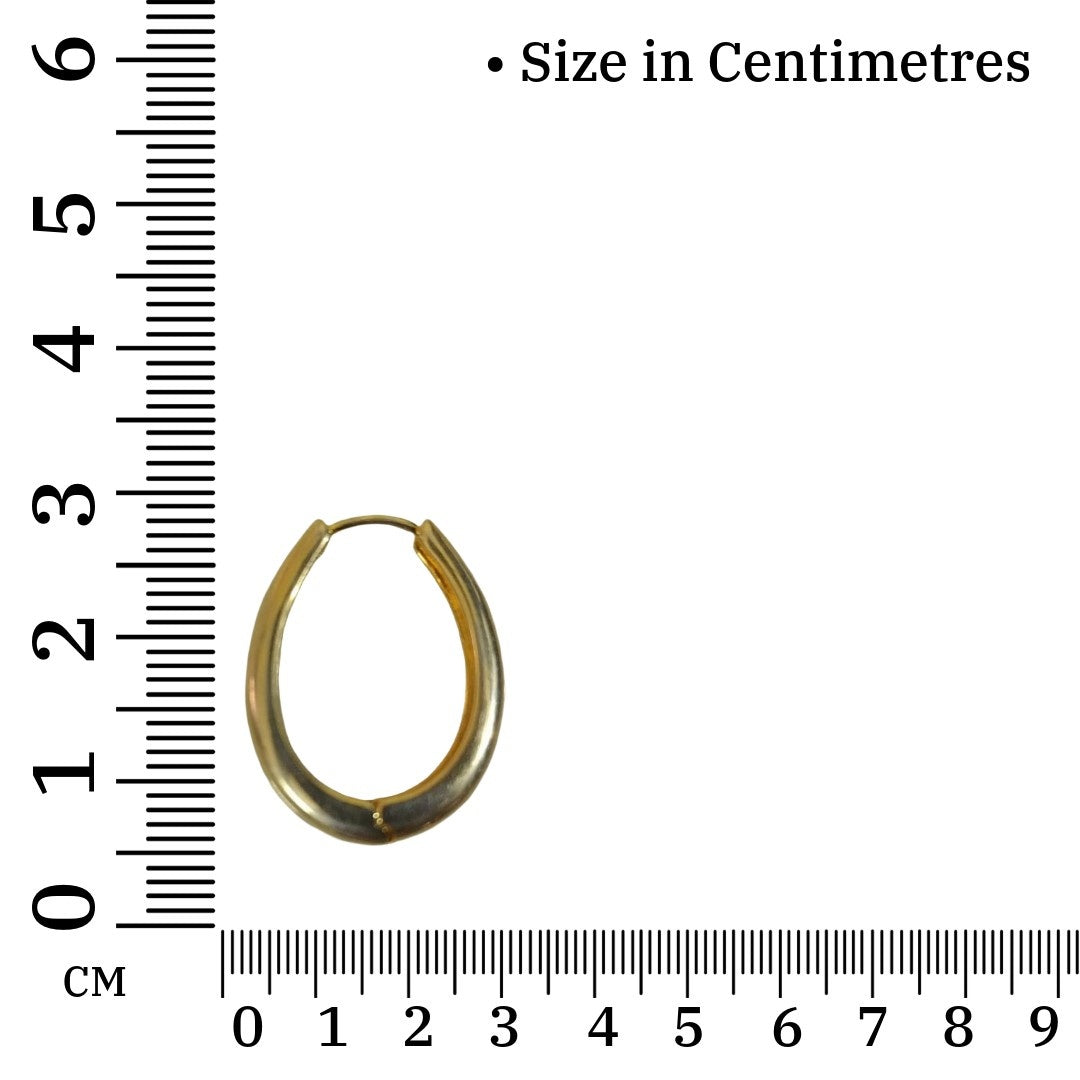 Gold Plated Hoop Earrings For Women, 3 cm, Teardrop Shape, Polished Finish, Anti Tarnish, Water Resistant, Lightweight, Gift Packaged