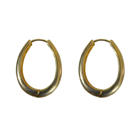 Gold Plated Hoop Earrings For Women, 3 cm, Teardrop Shape, Polished Finish, Anti Tarnish, Water Resistant, Lightweight, Gift Packaged