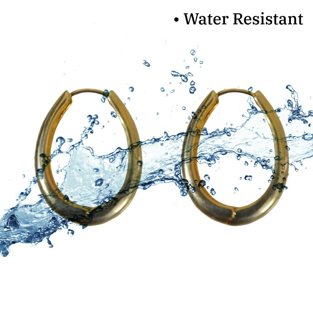 Gold Plated Hoop Earrings For Women, 3 cm, Teardrop Shape, Polished Finish, Anti Tarnish, Water Resistant, Lightweight, Gift Packaged