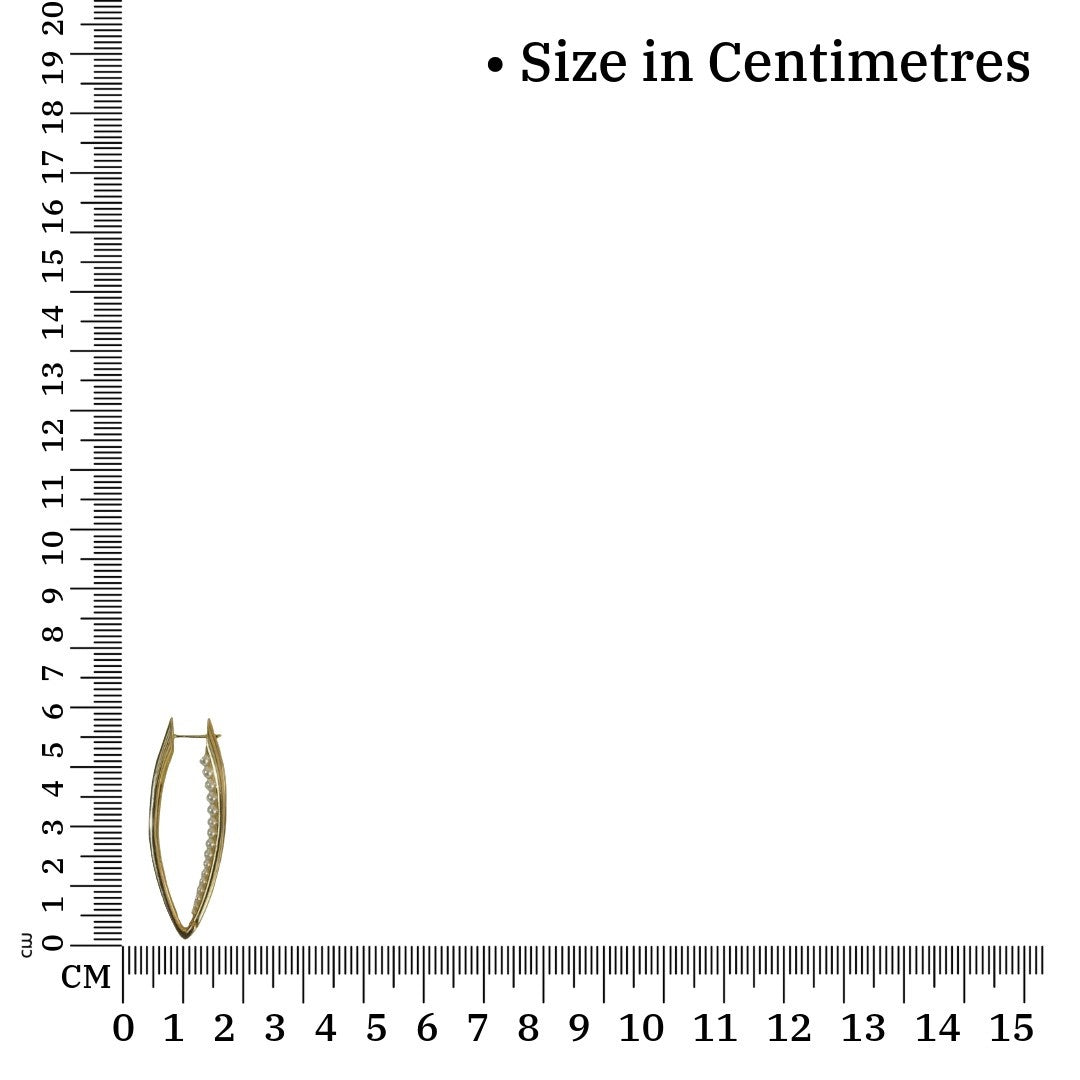 Gold Plated Hoop Earrings with Pearls, Elongated Oval Shape, 5 cm, Anti Tarnish, Water Resistant, Lightweight, Gift PackagedGold Plated Hoop Earrings with Pearls, Elongated Oval Shape, 5 cm, Anti Tarnish, Water Resistant, Lightweight, Gift Packaged