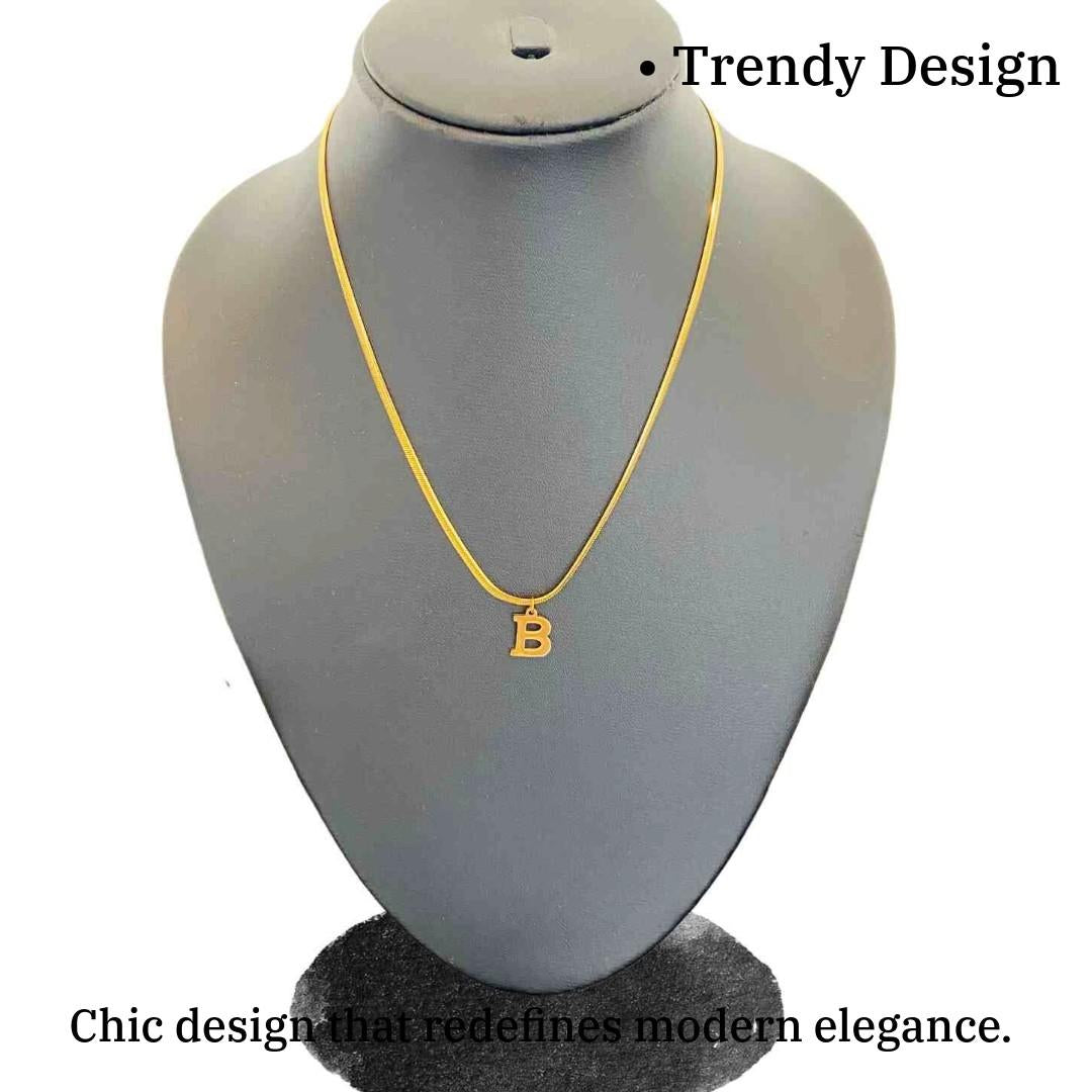 Female Name Locket Designs in Gold | Gold Plated B Word Necklace | Initial Jewellery