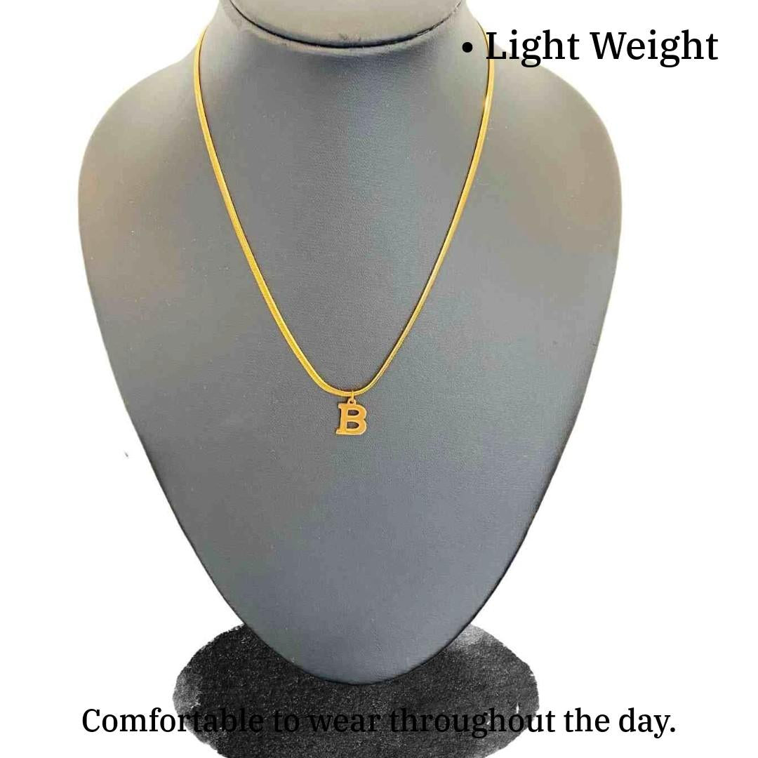 Female Name Locket Designs in Gold | Gold Plated B Word Necklace | Initial Jewellery