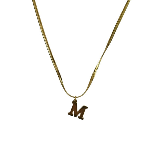 Name Design Chain | Gold Plated M Word Necklace for Women | Initial Jewellery