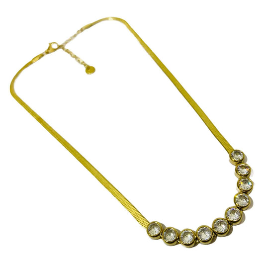 Gold Plated Necklace | With Artificial Diamonds | Snake Chain Jewellery
