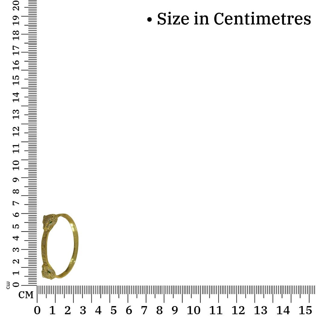 Gold Plated Panther Bangle Bracelet with Green Eyes, Crystal Embellished Animal Design, 6 cm, Anti Tarnish, Water Resistant, Lightweight, Gift Packaged