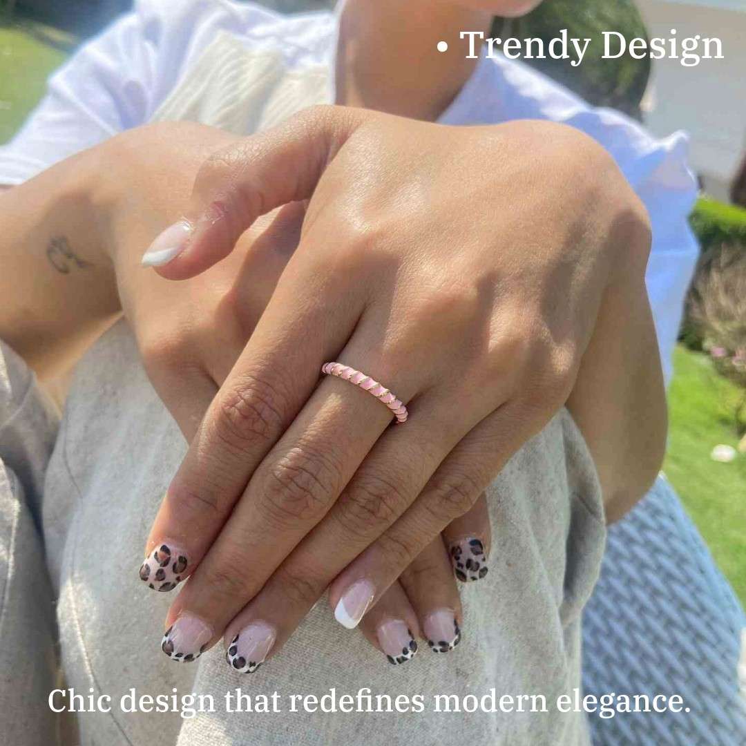 Modern Ring | A Pink Ring | Gold Plated Modern Ring for Women | Artificial Jewellery