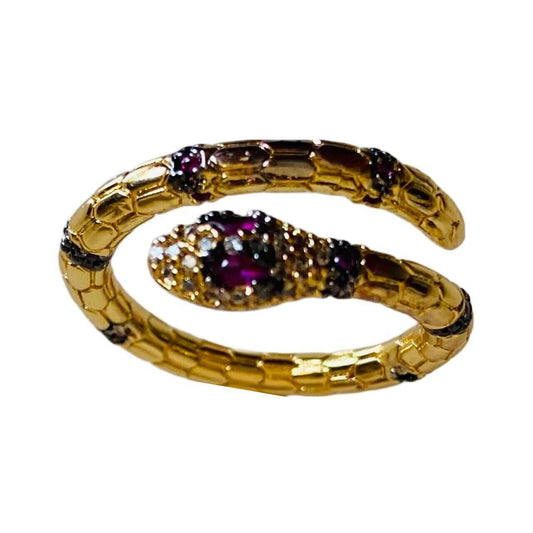 Gold Snake Ring With Pink Eyes | Fashion Jewellery | 18K Gold Plated | Anti Tarnish